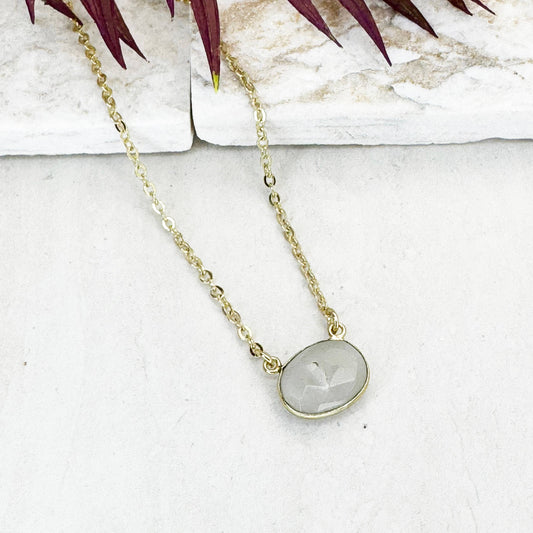Anju Jewelry - Gold Plated Necklace with Semi-Precious Stone - Moonstone