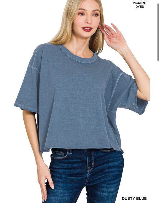 enzyme washed relaxed crop box tee