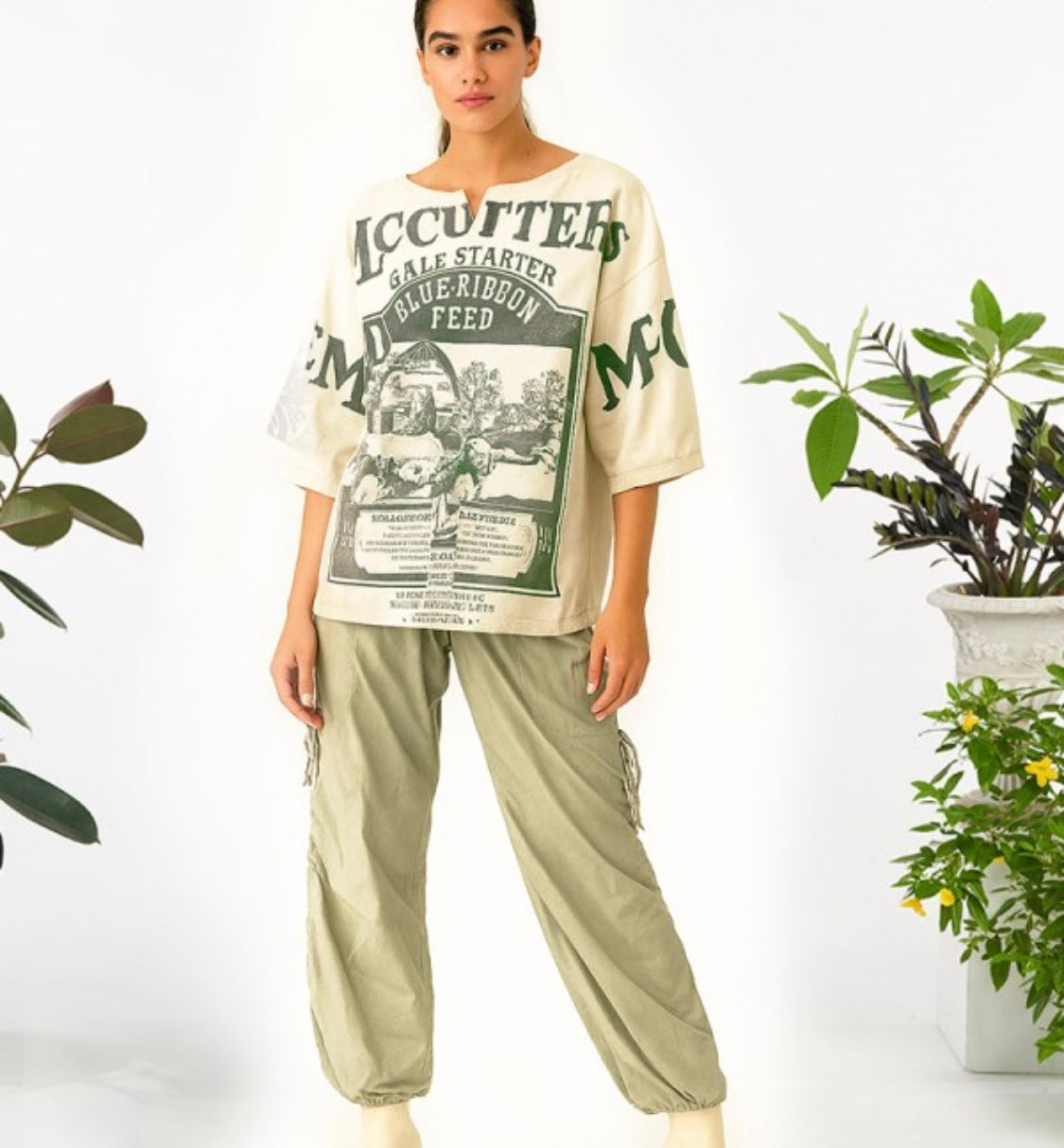 Handmade Feed Sack Pants – 100% Cotton Boho Trousers Made in Nepal (One Size Fits 4–14)