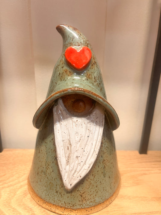 Whimsical pottery gnome with textured beard design