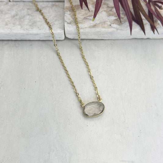 Anju Jewelry - Gold Plated Necklace with Semi-Precious Stone - Quartz