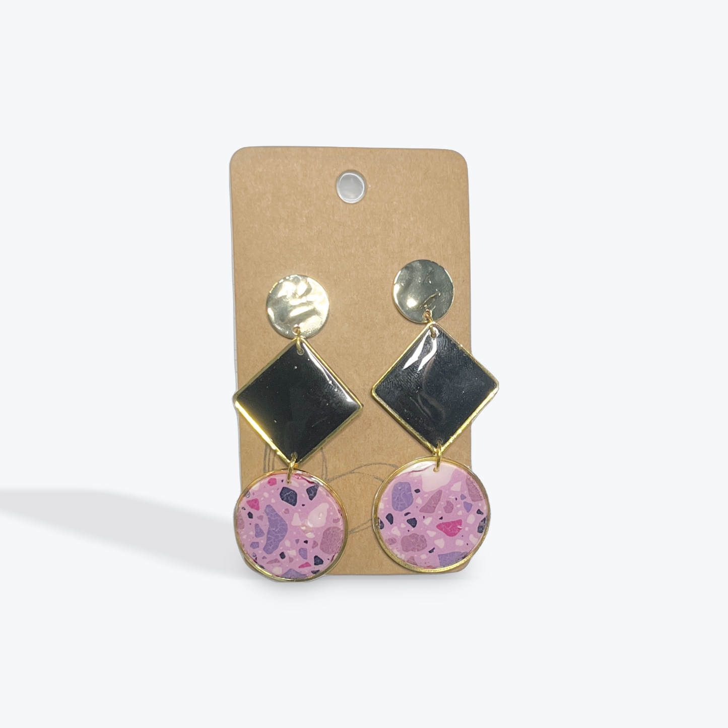Unique Earbobs artisan earrings with multicolor clay detail