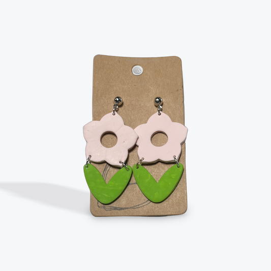 Lightweight Earbobs clay earrings in bold multicolor pattern