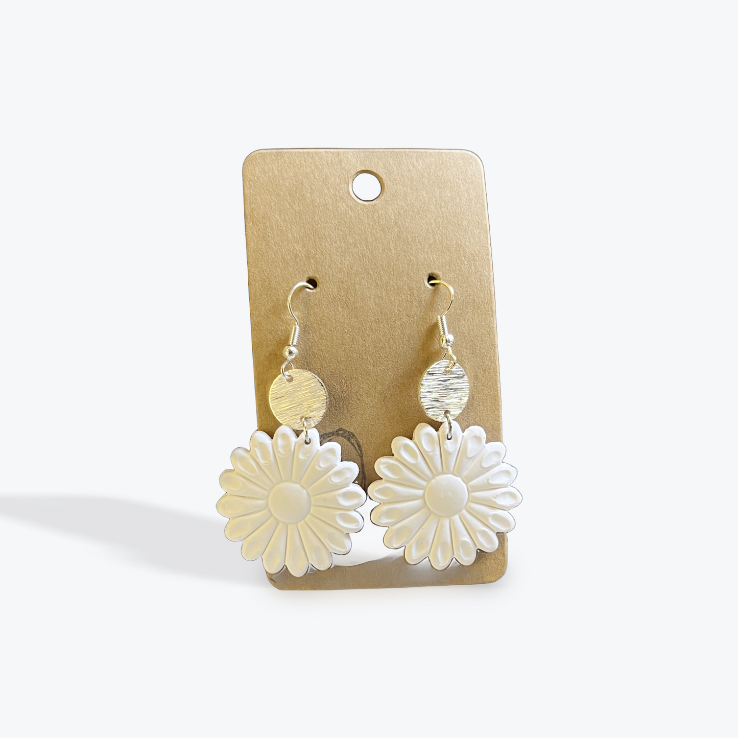 Artisan clay earrings in neutral tones with lightweight finish