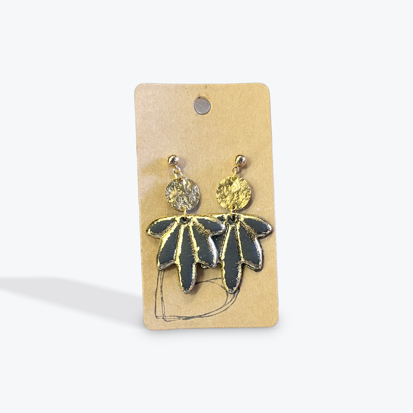 Handmade neutral clay earrings with minimalist style