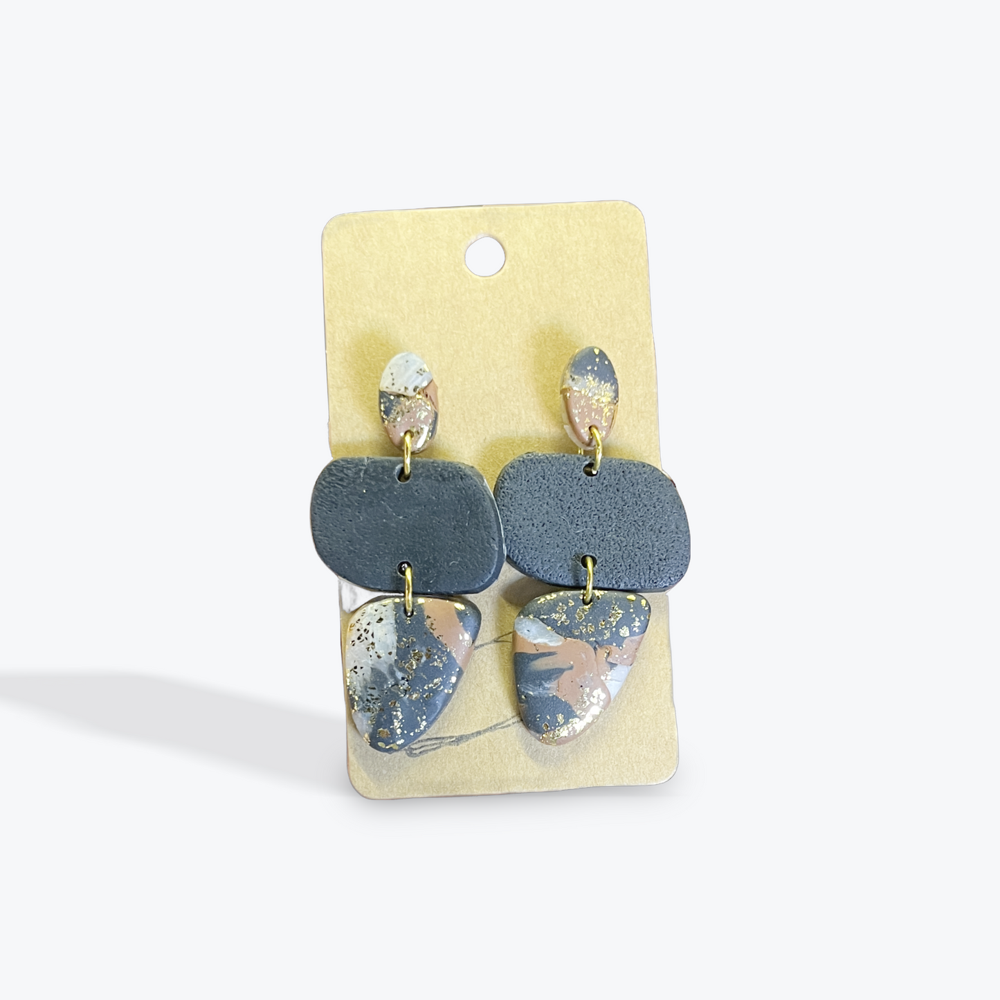 Lightweight clay earrings in neutral colors handmade for comfort