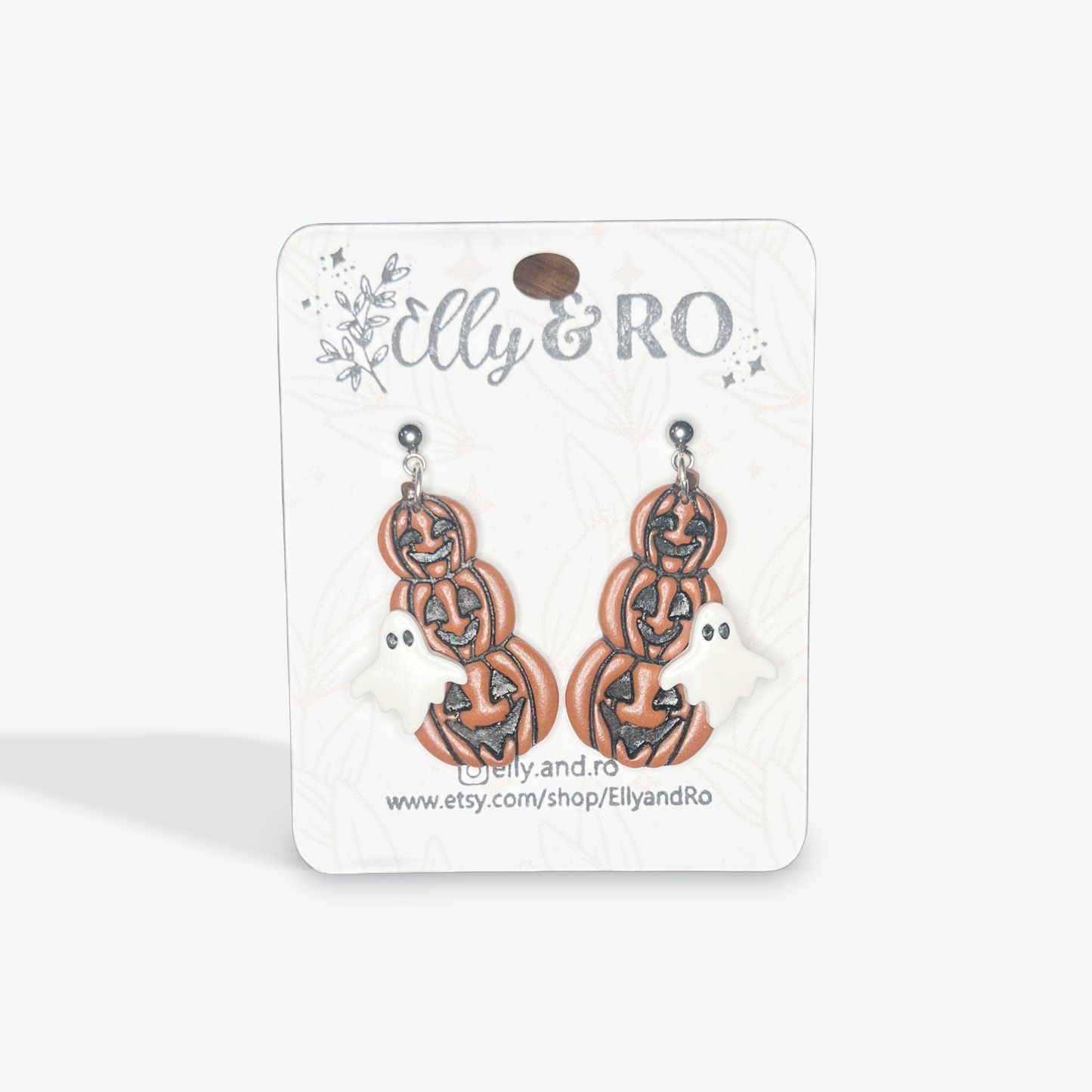 Lightweight clay earrings with autumn themed detail