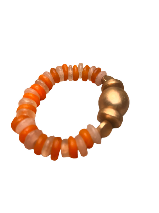 Artisan bracelet featuring gemstone and ceramic accents