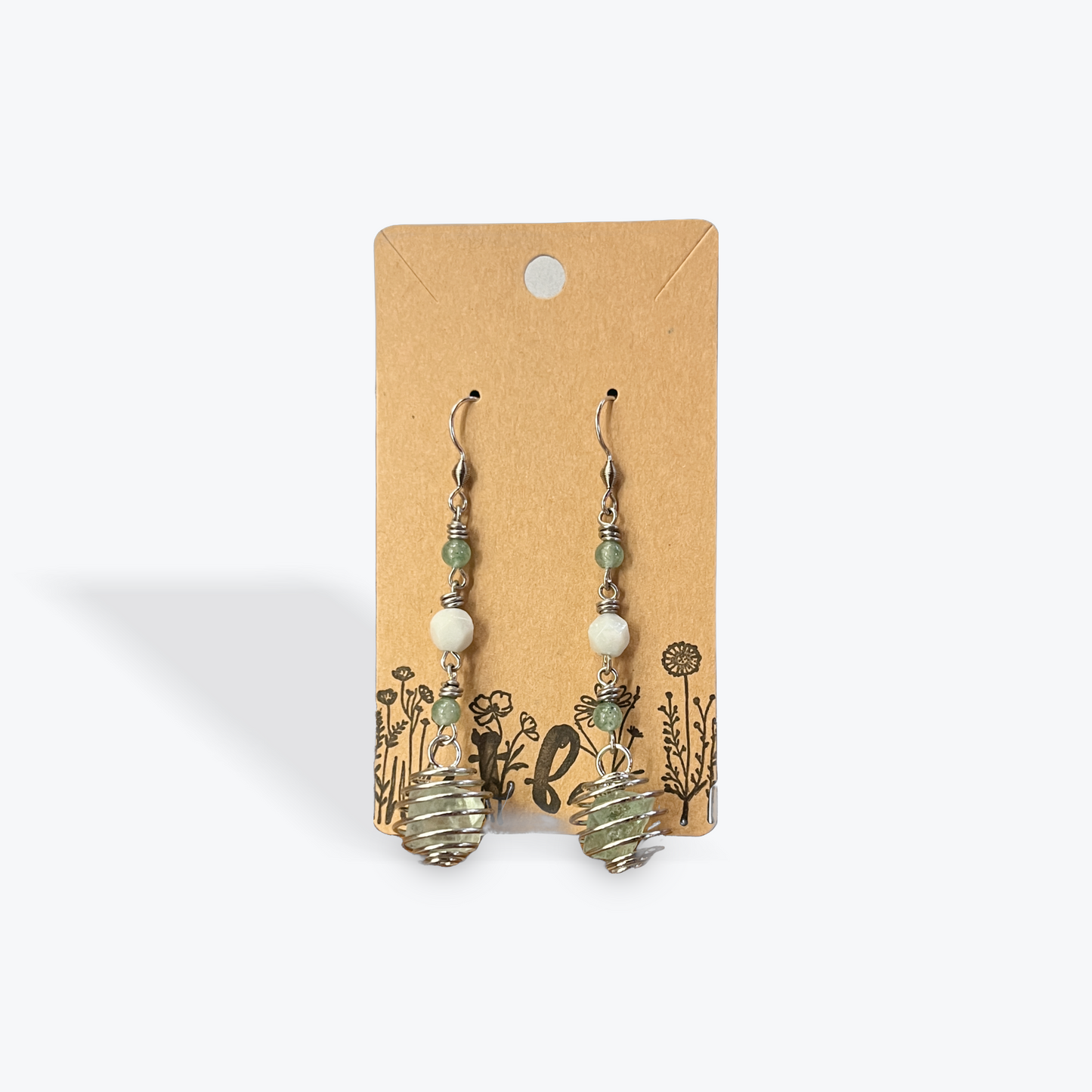 Boutique handmade earrings designed with gemstone and metal accents