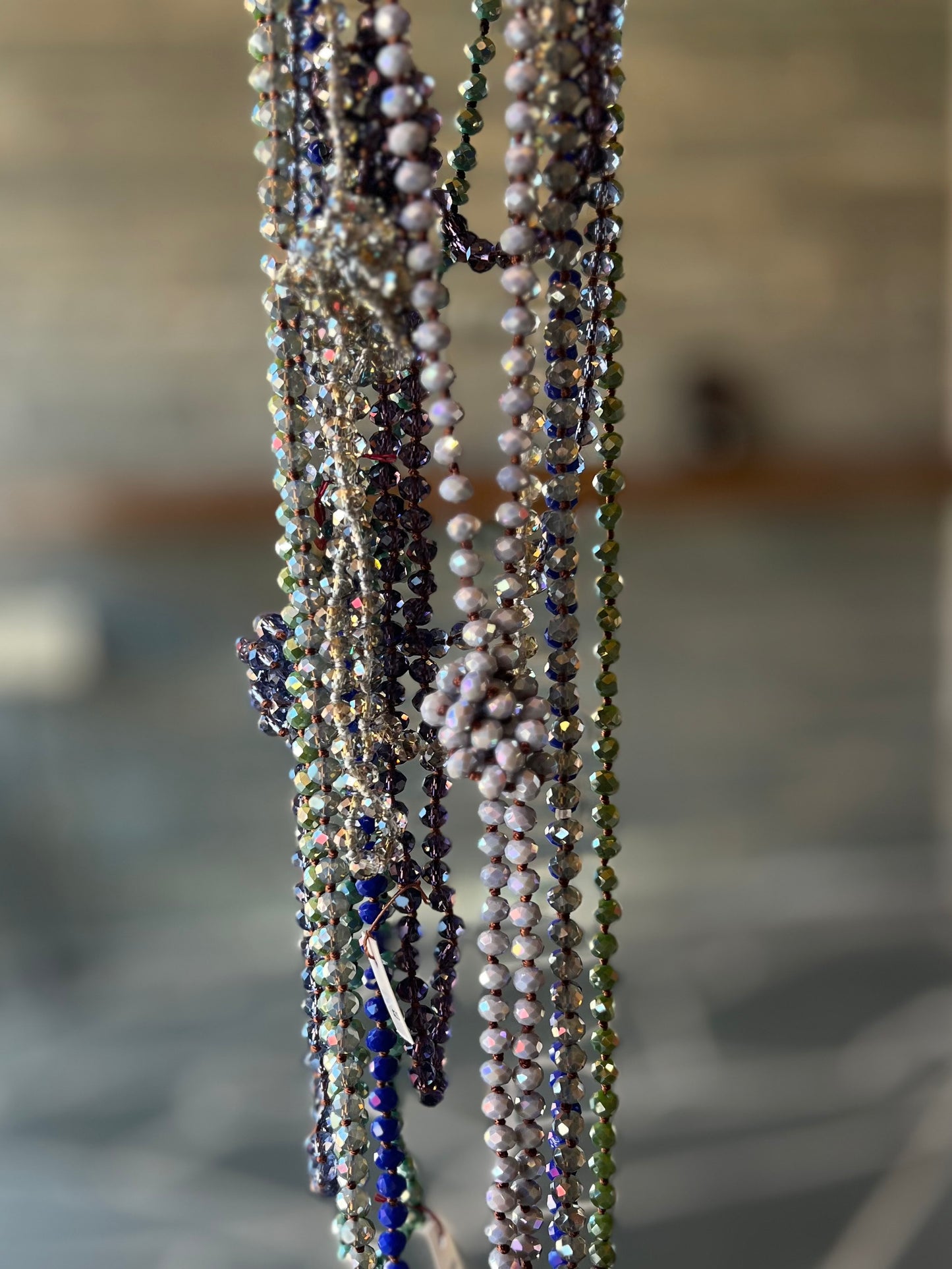 Handmade rope necklace with mixed bead colors
