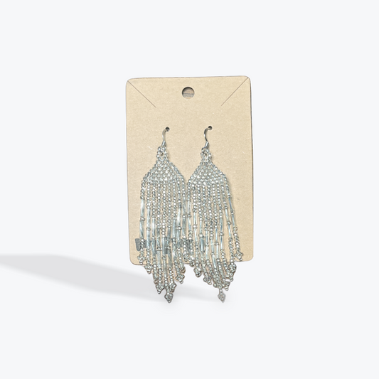 Lightweight boho earrings with long seed bead tassels