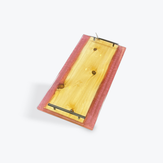 Artisan resin river serving board blending natural wood and resin