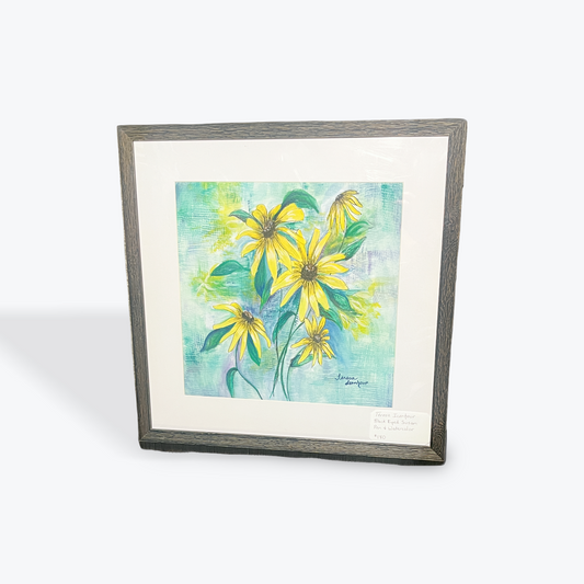 Handmade watercolor painting with artisan brushwork and frame