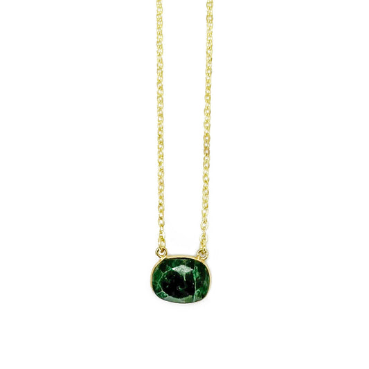 Anju Jewelry - Gold Plated Necklace with Semi-Precious Stone - Mica Green