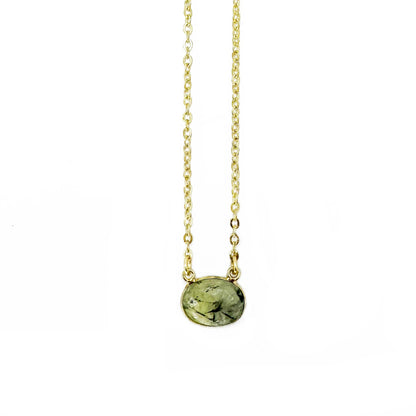 Anju Jewelry - Gold Plated Necklace with Semi-Precious Stone - Prehnite