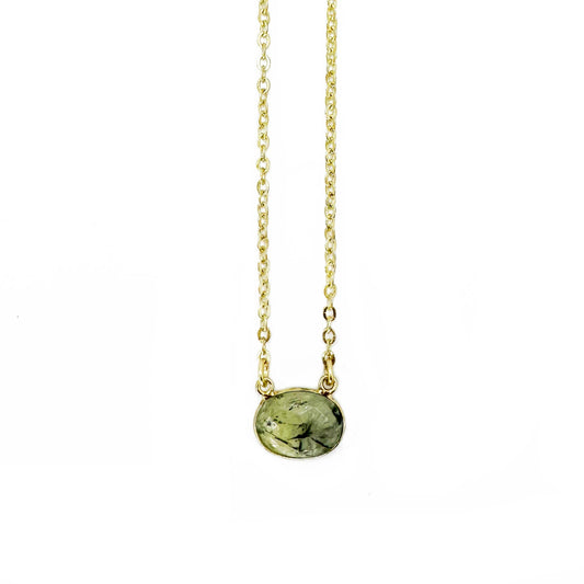 Anju Jewelry - Gold Plated Necklace with Semi-Precious Stone - Prehnite