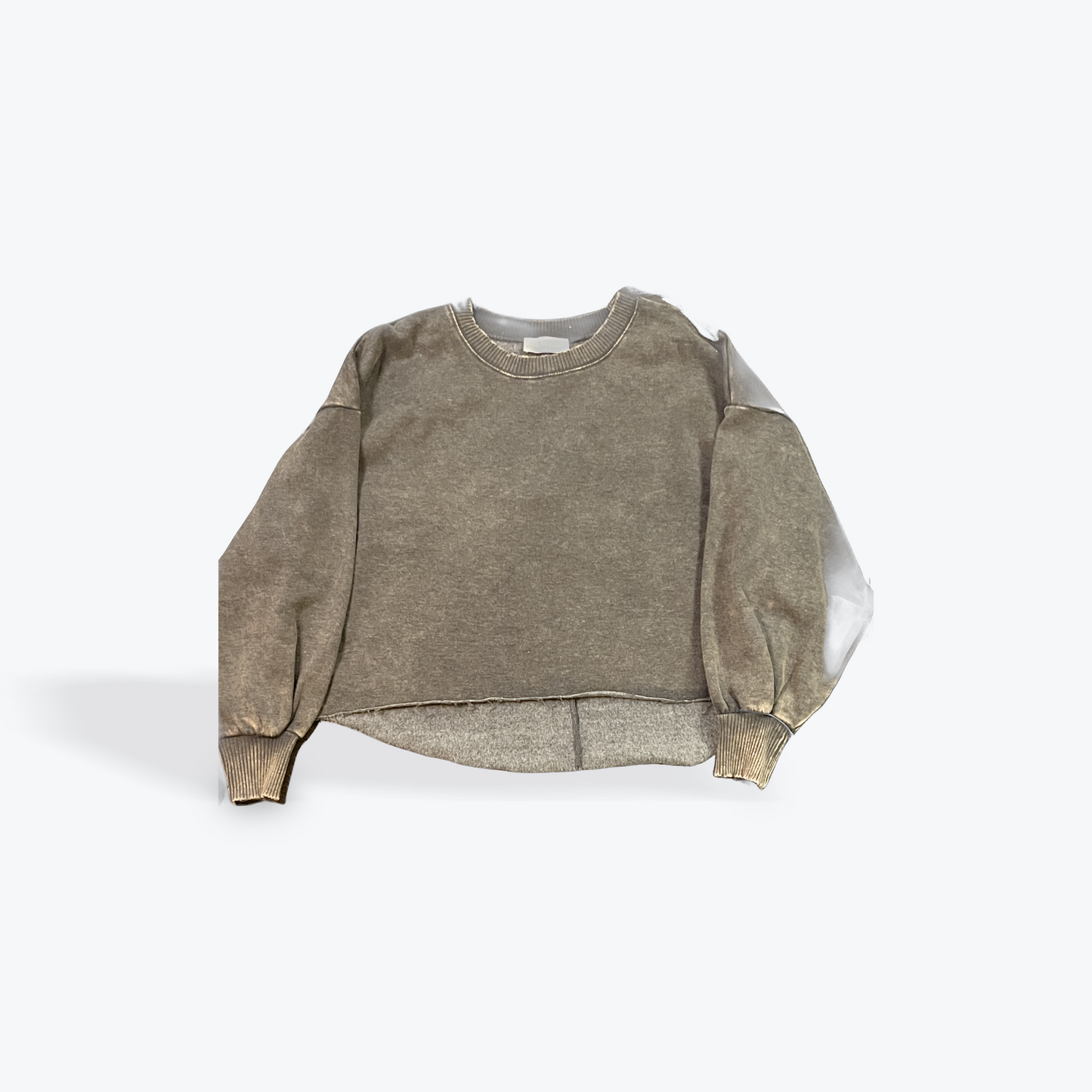 Zenana Fleece Inlay Mineral Wash Crop Sweatshirt – Women’s Cozy Fall Loungewear