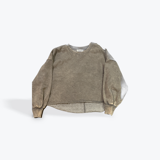 Zenana Fleece Inlay Mineral Wash Crop Sweatshirt – Women’s Cozy Fall Loungewear