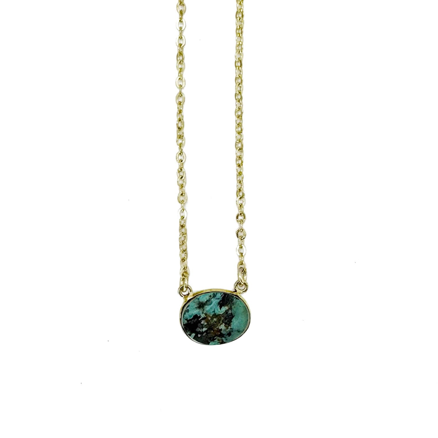 Anju Jewelry - Gold Plated Necklace with Semi-Precious Stone - Turquoise