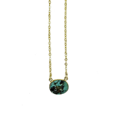 Anju Jewelry - Gold Plated Necklace with Semi-Precious Stone - Turquoise
