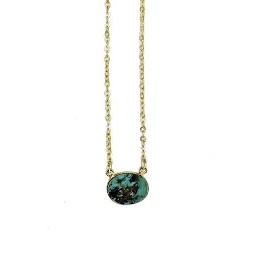 Anju Jewelry - Gold Plated Necklace with Semi-Precious Stone - Turquoise