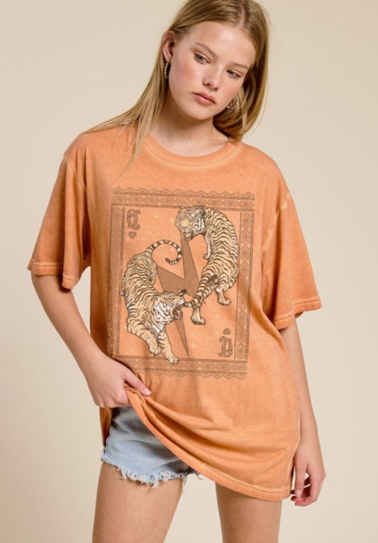 Zutter Tigers Queen Graphic Tee | Ultra Soft Burnt Orange Boutique T-Shirt