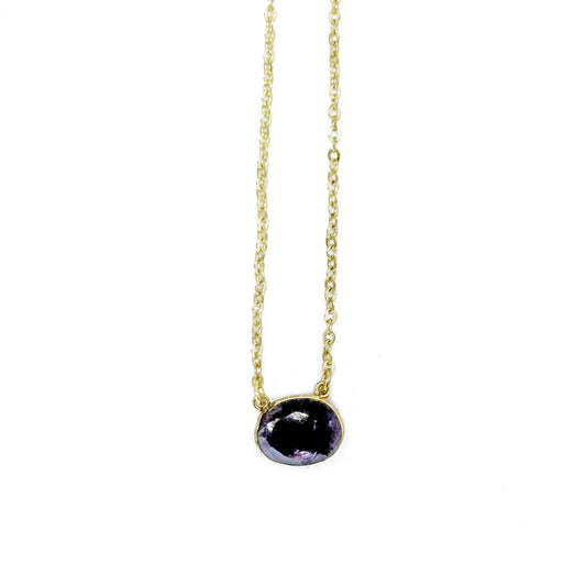 Anju Jewelry - Gold Plated Necklace with Semi-Precious Stone - Amethyst