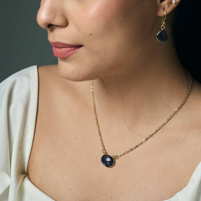 Anju Jewelry - Gold Plated Necklace with Semi-Precious Stone - Amethyst