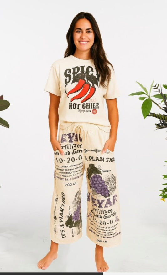 Handmade Feed Sack Pants – 100% Cotton Boho Trousers Made in Nepal (One Size Fits 4–14)