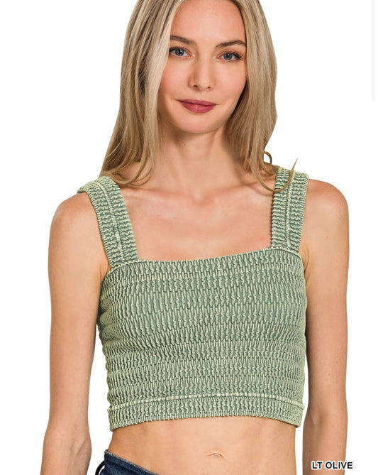 SEAMLESS WINKLE STONE TEXTURED WASHED TOP