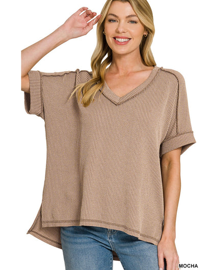 Textured V-Neck Top – Lightweight Everyday Women’s Casual Knit
