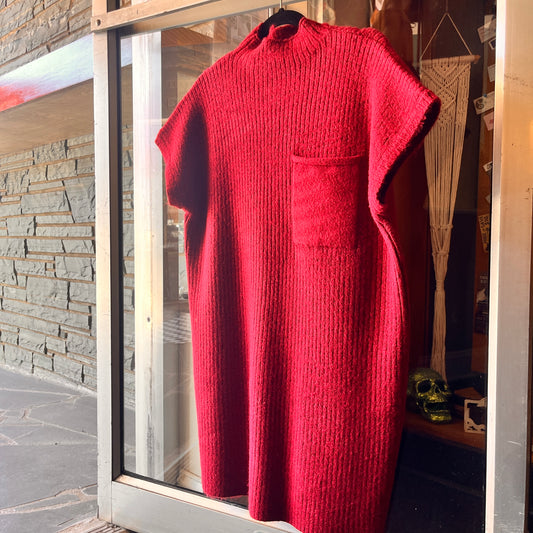 Zenana burgundy mock neck sweater dress knit mini