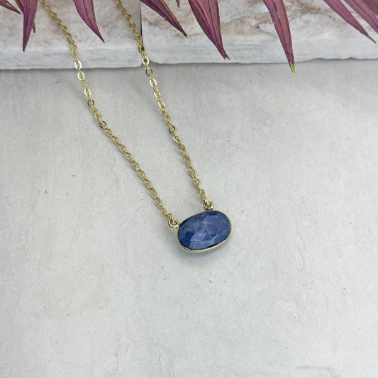 Anju Jewelry - Gold Plated Necklace with Semi-Precious Stone - Sodalite