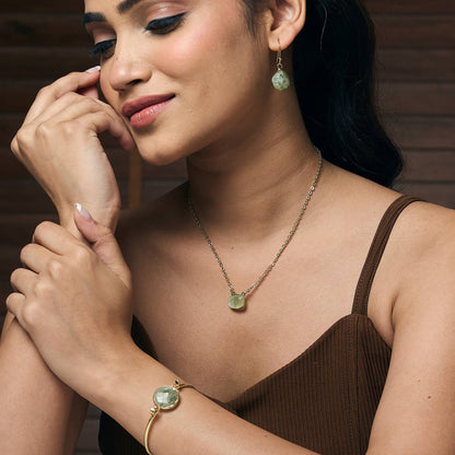 Anju Jewelry - Gold Plated Necklace with Semi-Precious Stone - Prehnite