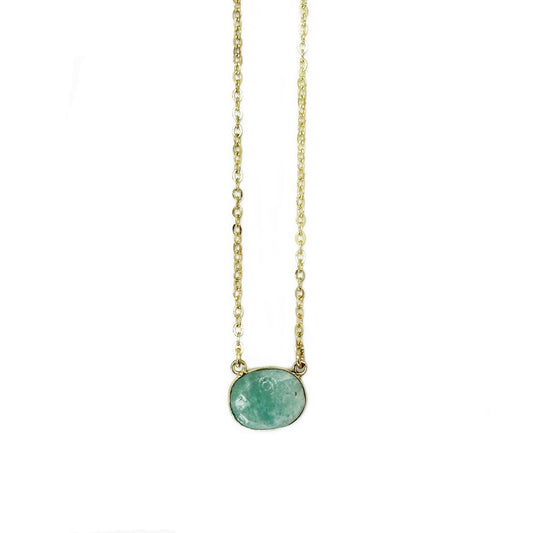 Anju Jewelry - Gold Plated Necklace with Semi-Precious Stone - Amazonite