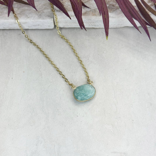 Anju Jewelry - Gold Plated Necklace with Semi-Precious Stone - Amazonite