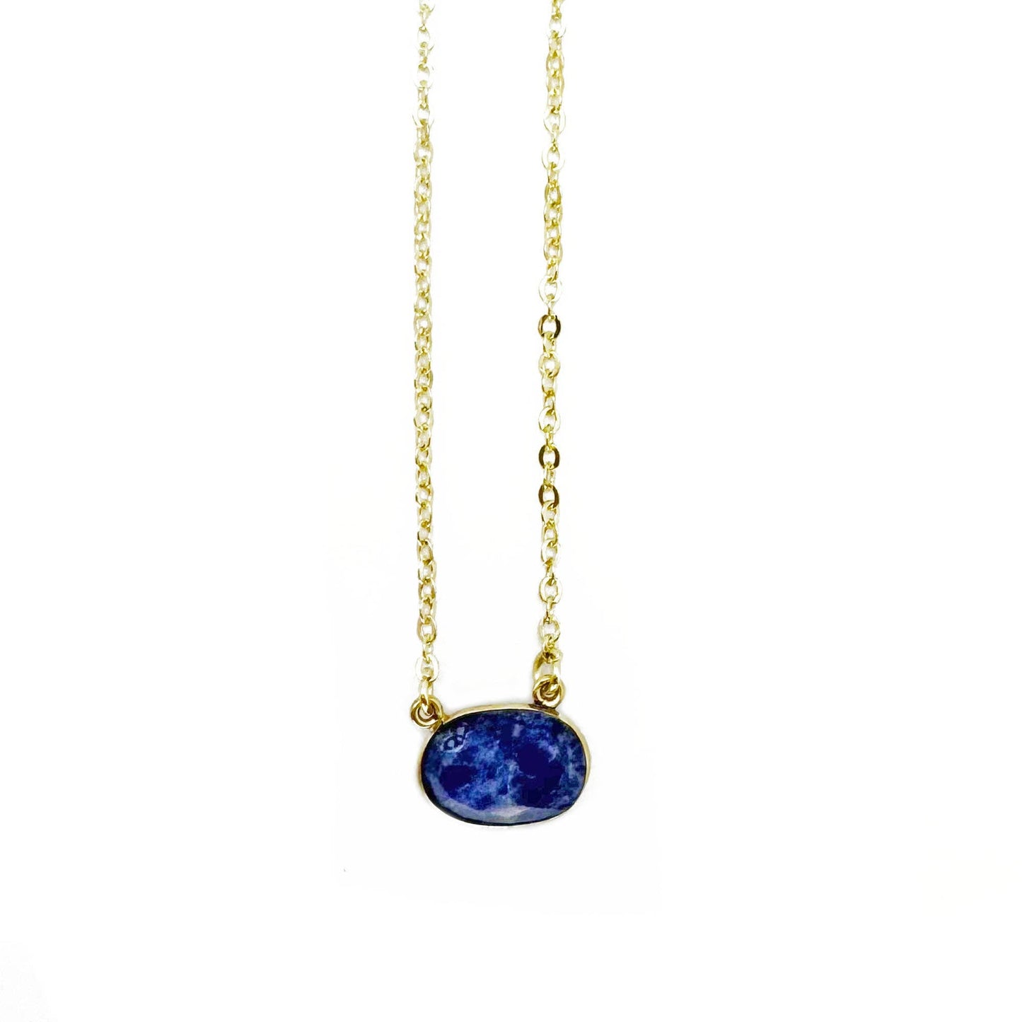 Anju Jewelry - Gold Plated Necklace with Semi-Precious Stone - Sodalite