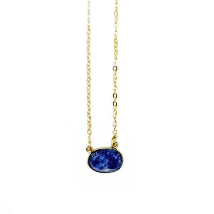 Anju Jewelry - Gold Plated Necklace with Semi-Precious Stone - Sodalite