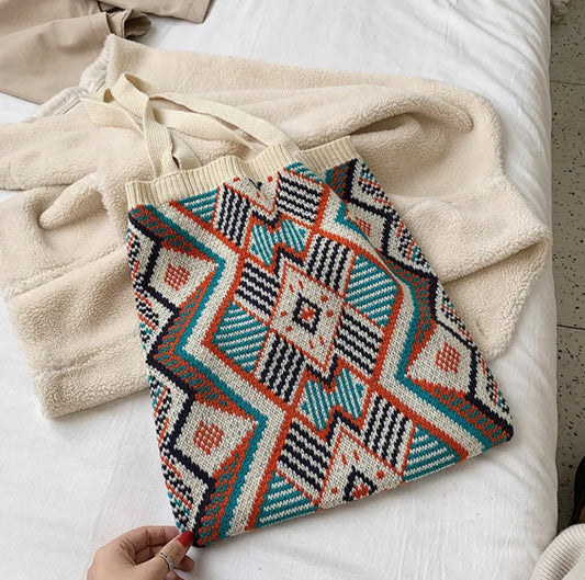 Handmade Barnstone Goose crochet printed bag with artisan boho style