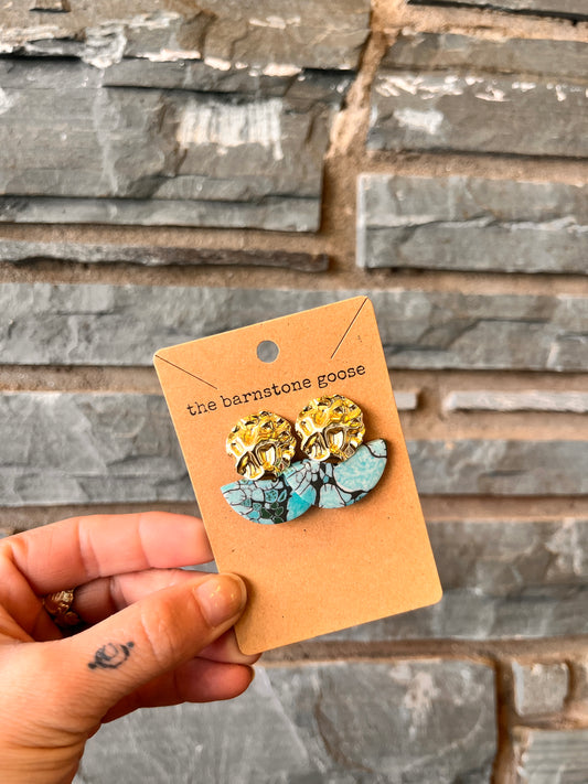 Barnstone Goose handmade artisan earrings with colorful accents
