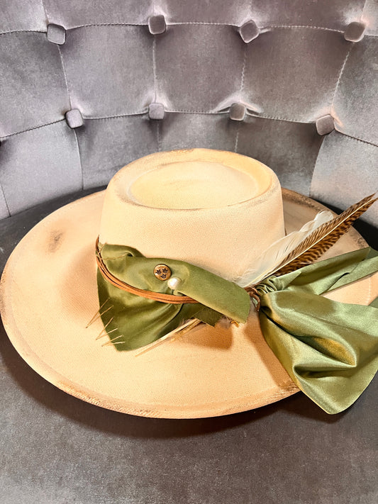 Bourbon Grae handmade fashion hat with artisan gemstone accents