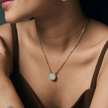 Anju Jewelry - Gold Plated Necklace with Semi-Precious Stone - Moonstone