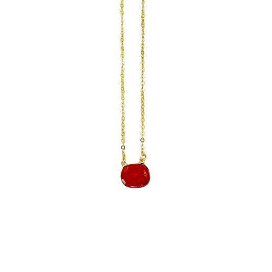 Anju Jewelry - Gold Plated Necklace with Semi-Precious Stone - Red Jasper