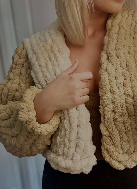 Handmade chunky knit blanket by The Cozy Corner in soft yarn