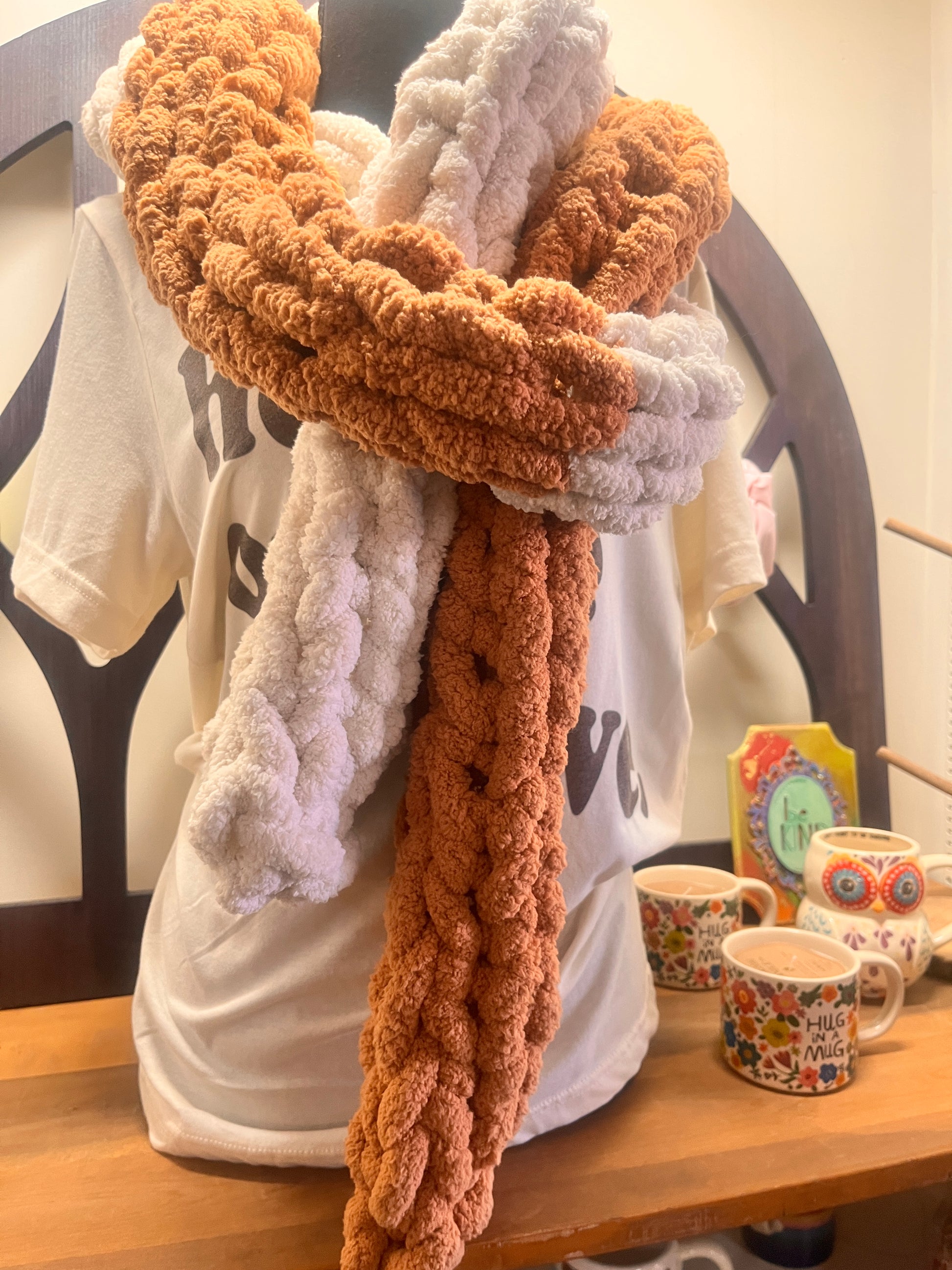 Cozy Corner artisan chunky knit blanket styled in living room