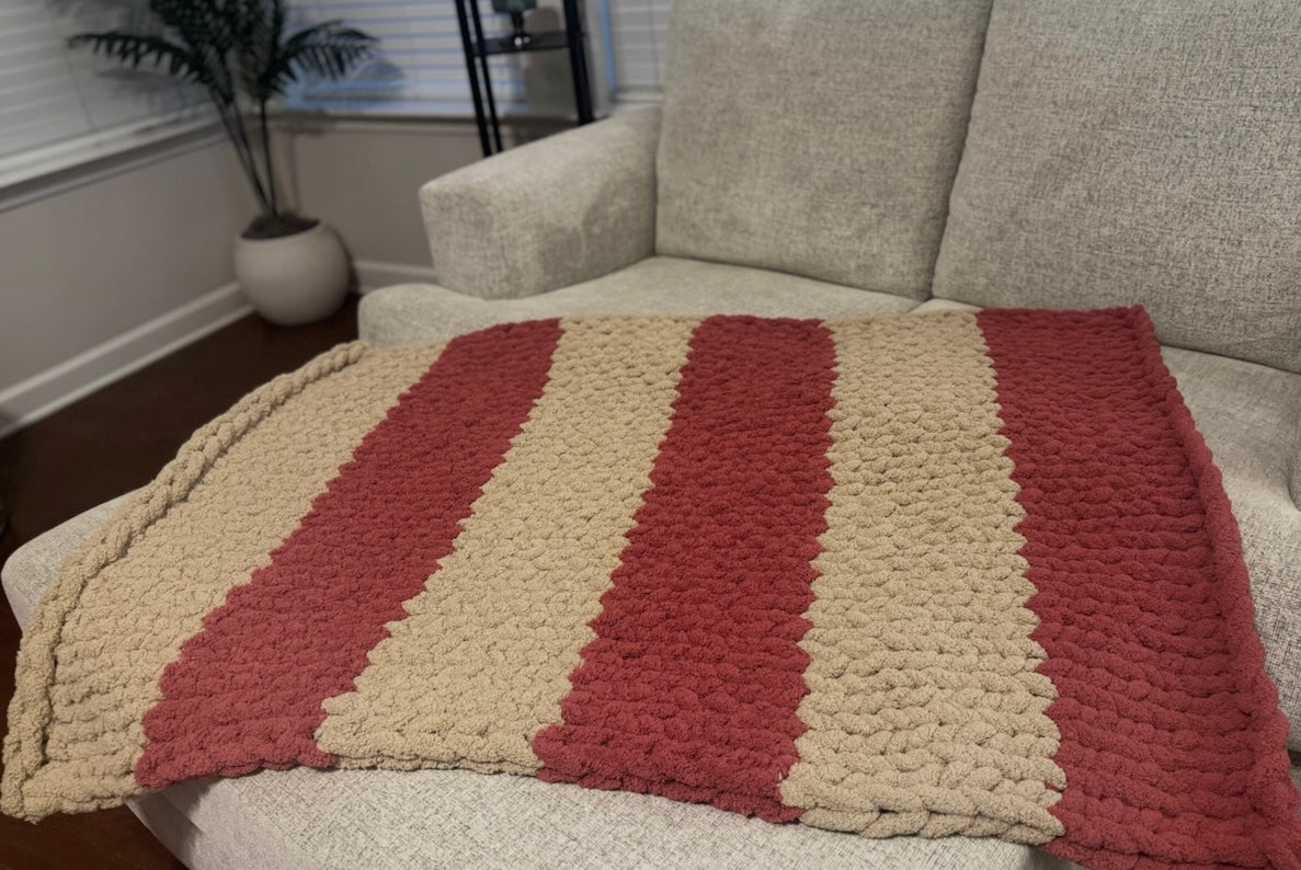 Cozy Corner handmade chunky knit blanket folded for display