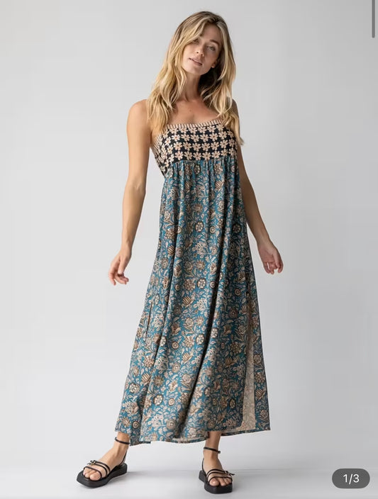 Ditzy Daisy floral maxi dress with side split detail