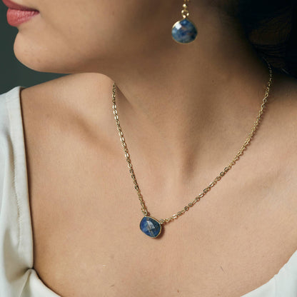 Anju Jewelry - Gold Plated Necklace with Semi-Precious Stone - Sodalite