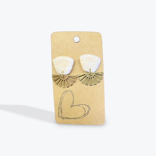 Neutral handmade clay earrings with artisan lightweight design