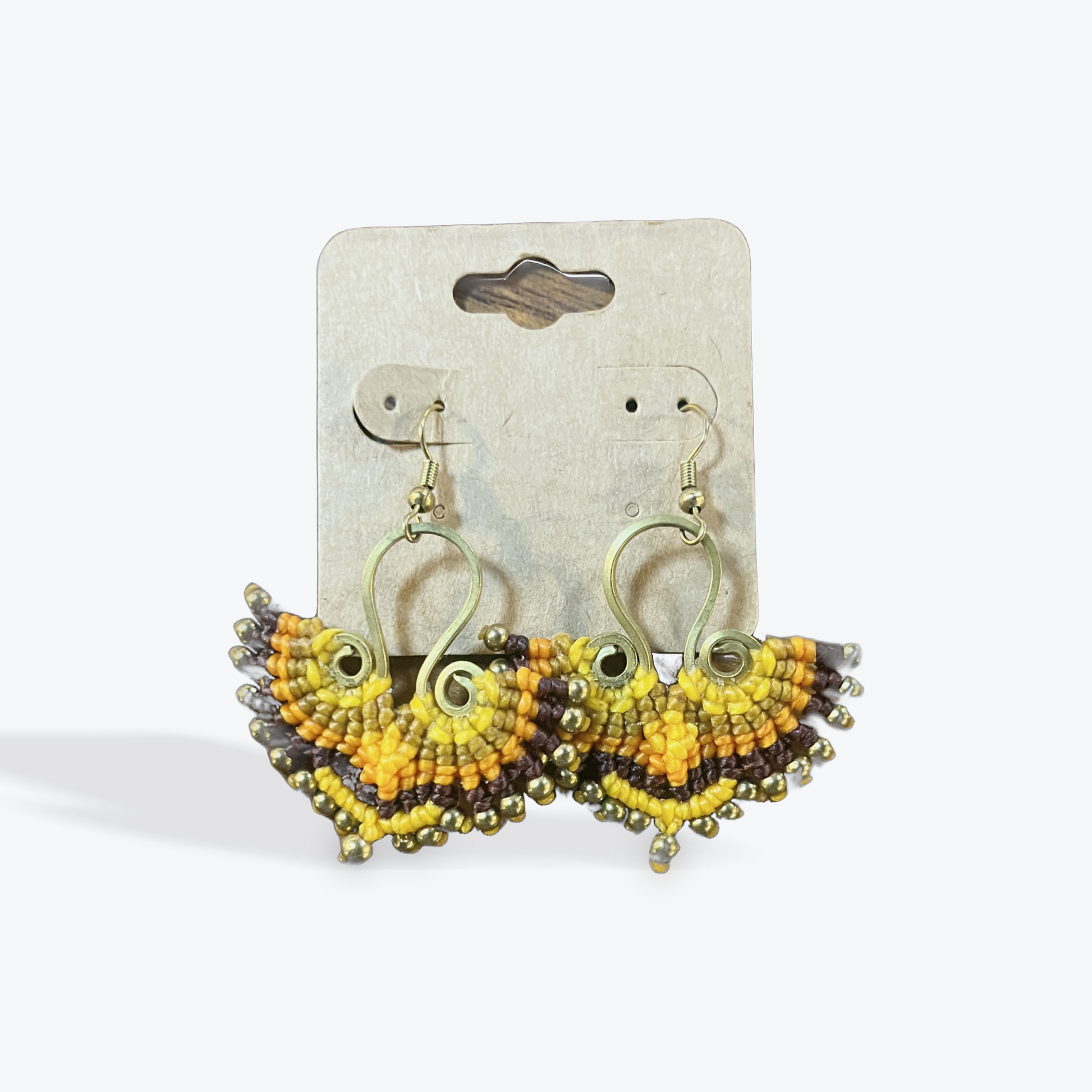 Handmade artisan earrings with mixed materials design